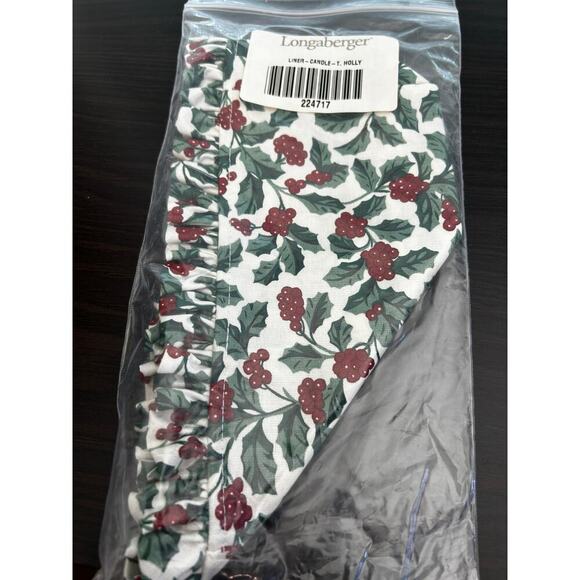 Longaberger CANDLE MEDIUM KEY Basket Liner Traditional Holly Fabric NEW holiday‎ - Picture 1 of 1